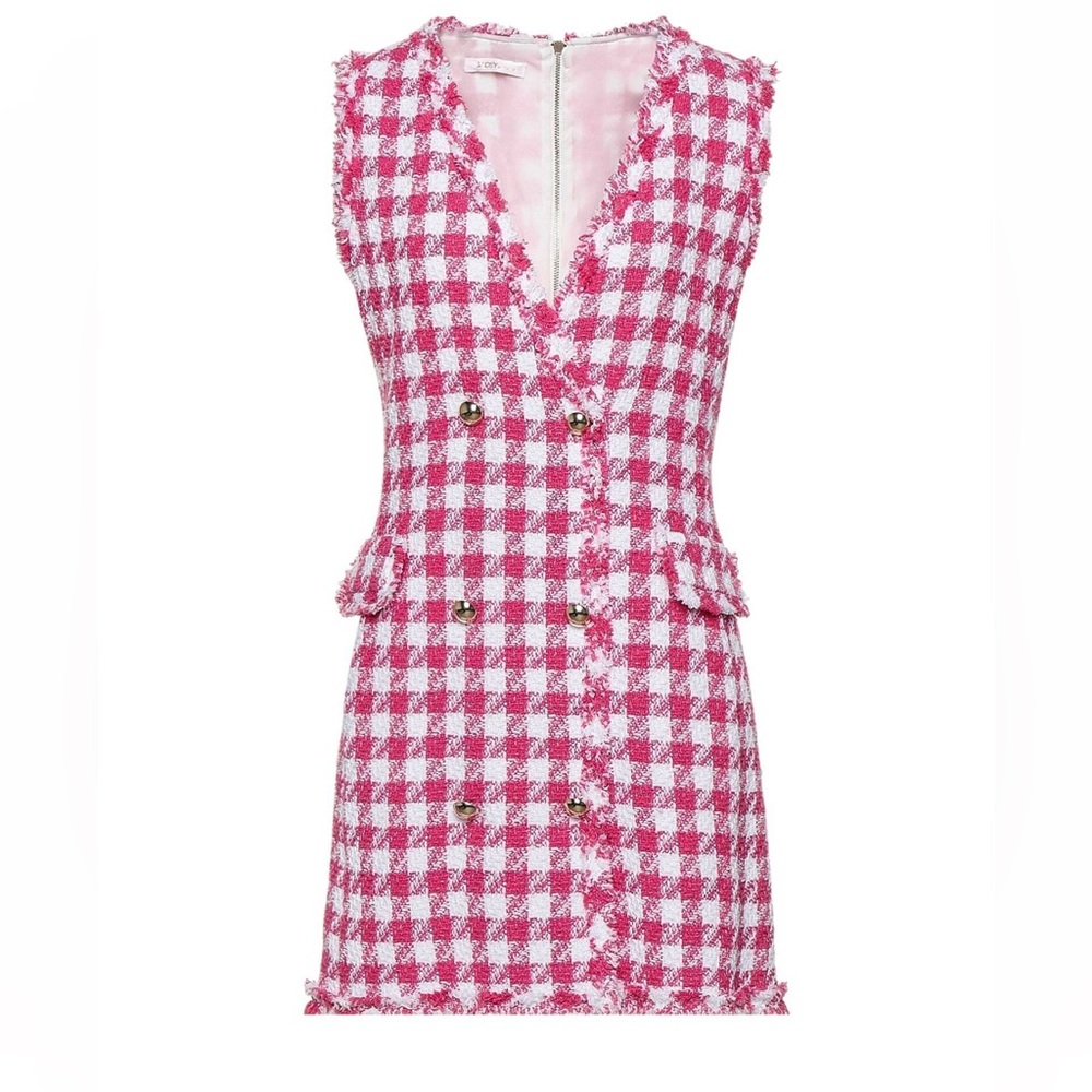 Tweed pink gingham check dress